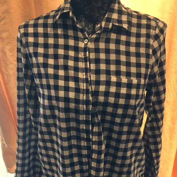 J. Crew Black/White Checkered Button Down Shirt, S - Picture 1 of 1